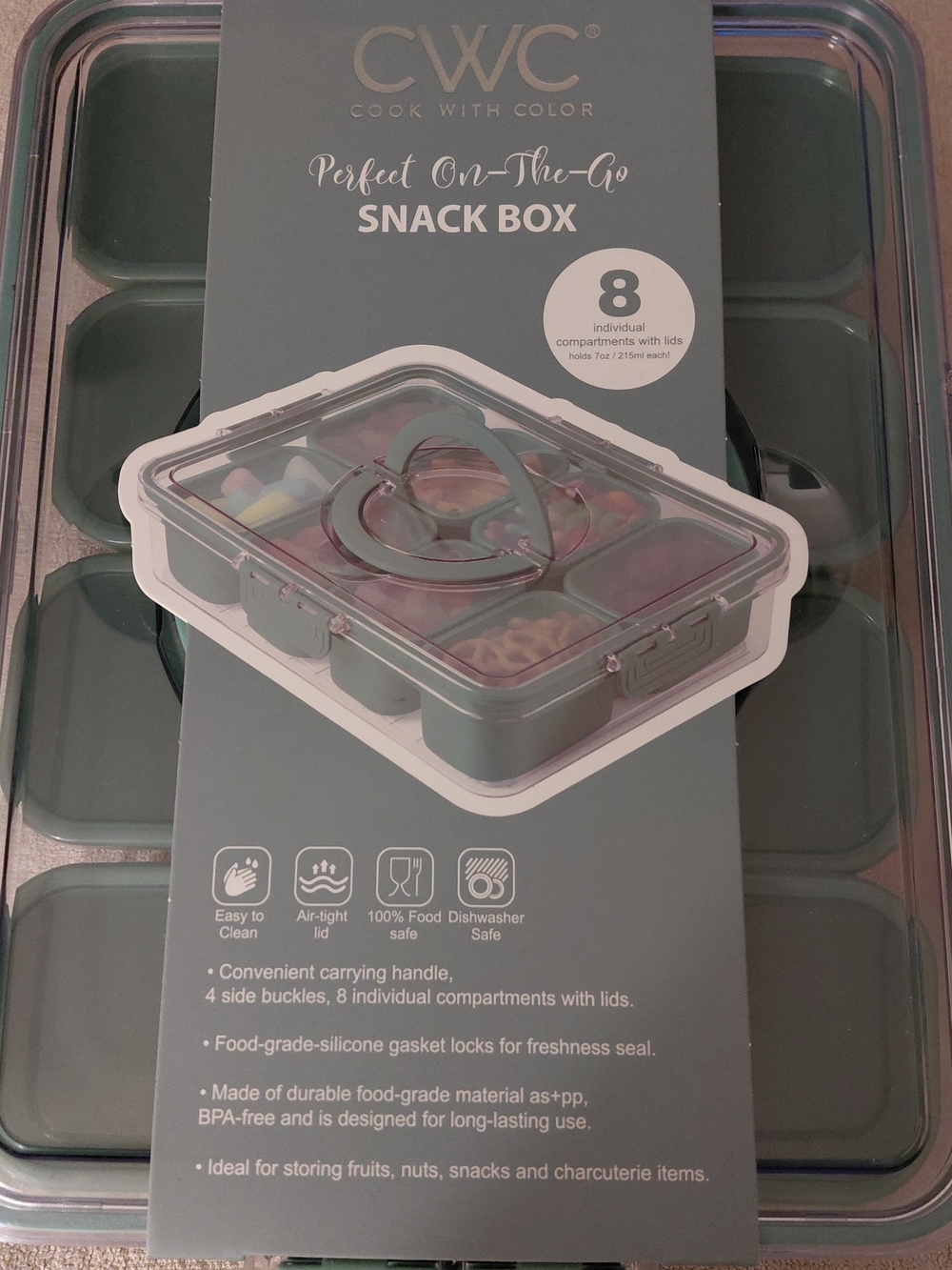 Snack Box CWC Cook With Color 8 Individual Compartments With Lids 2-pack - Picture 2 of 11